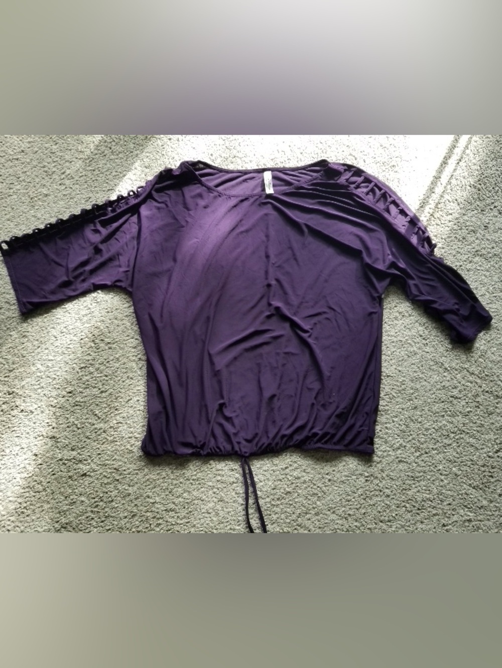 Purple Women's Dolman Sleeve Top with Drawstring
